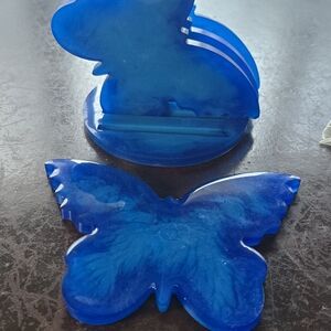 Handmade Blue Butterfly Coaster Set